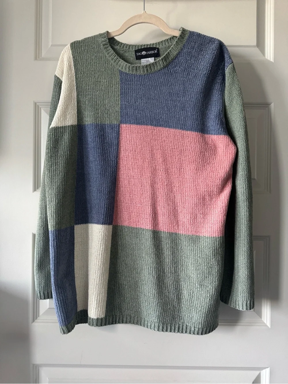 Vintage 1990s SAG Harbor Colorblock Chenille Sweater Women’s Medium Crewneck
